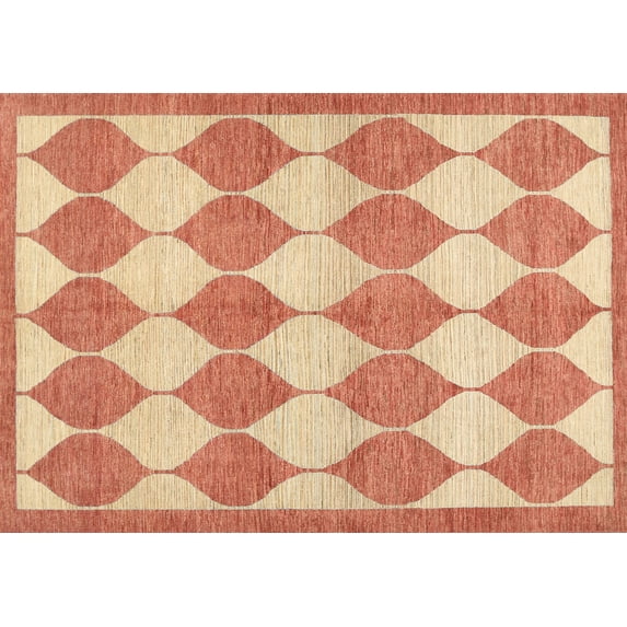 Ahgly Company Indoor Rectangle Contemporary Bright Orange Abstract Area Rugs, 5' x 8'