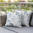 thumbnail image 4 of Country Style Pillow Covers 2 Pack Blue Leaves Watercolor Pillowcase Waterproof Outdoor Throw Pillow Cover for Patio Garden Square Cushion 18”x18”, 4 of 9