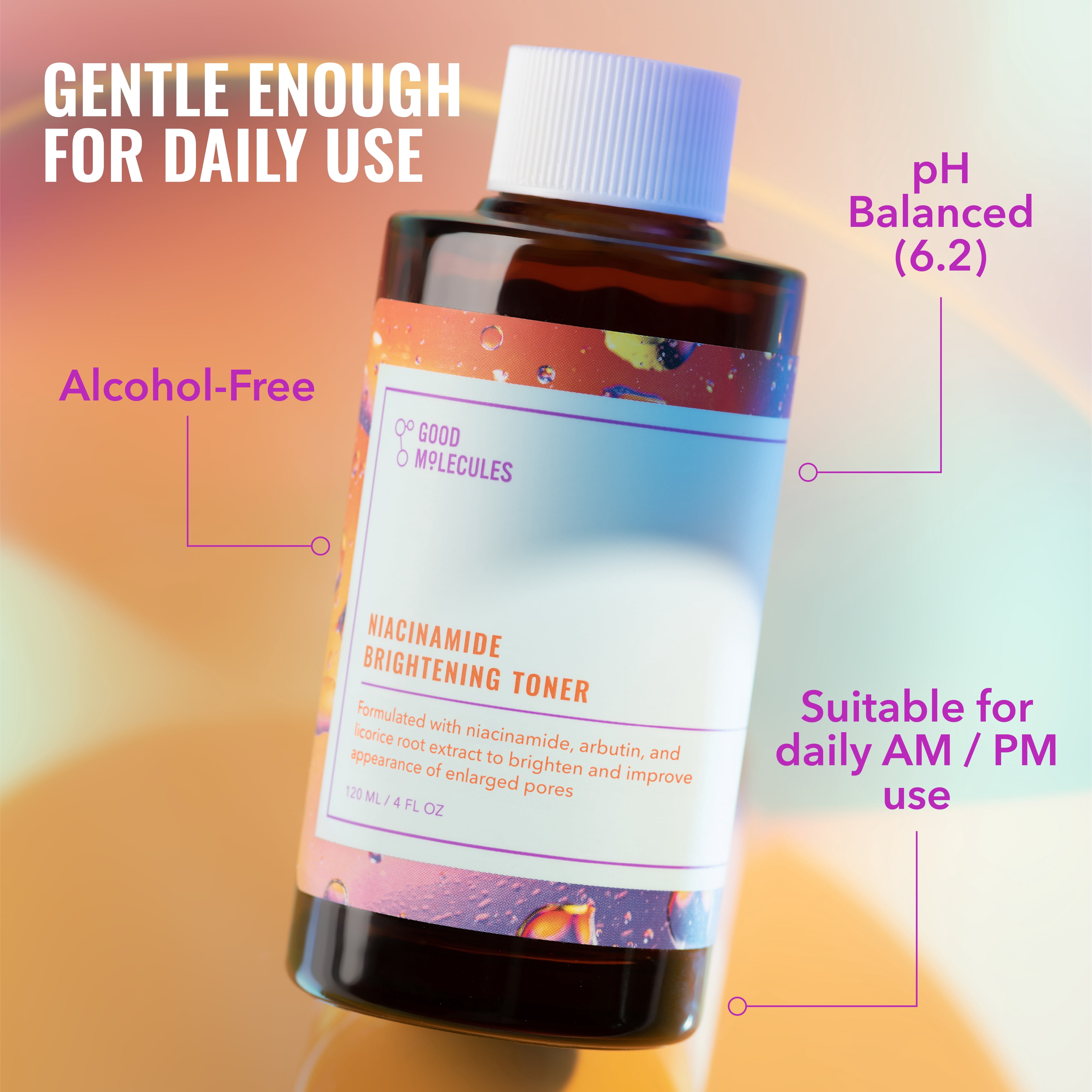 Good Molecules Niacinamide Brightening Toner - Toner with Niacinamide & Arbutin for Balancing Skin Tone & Minimizing the Look of Pores, Skincare for Face, 4 fl oz