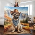thumbnail image 2 of Welcome Fall Western Cowboy Pug Enjoys Majestic Autumn Quilt Blanket Dog Lover Gifts Cozy Comforter Throw Blanket - 01007, 2 of 5
