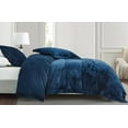 thumbnail image 2 of Chezmoi Collection Piers 3-Piece Navy Blue Distressed Velvet Duvet Cover Set Queen Size with Button Closure and 8 Corner Ties, Soft Washed Microfiber Reverse Comforter Cover, 2 of 9