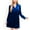 Navy, variant on Women's Velvet Dress with V-Neck and Long Sleeves - X Large, Brown