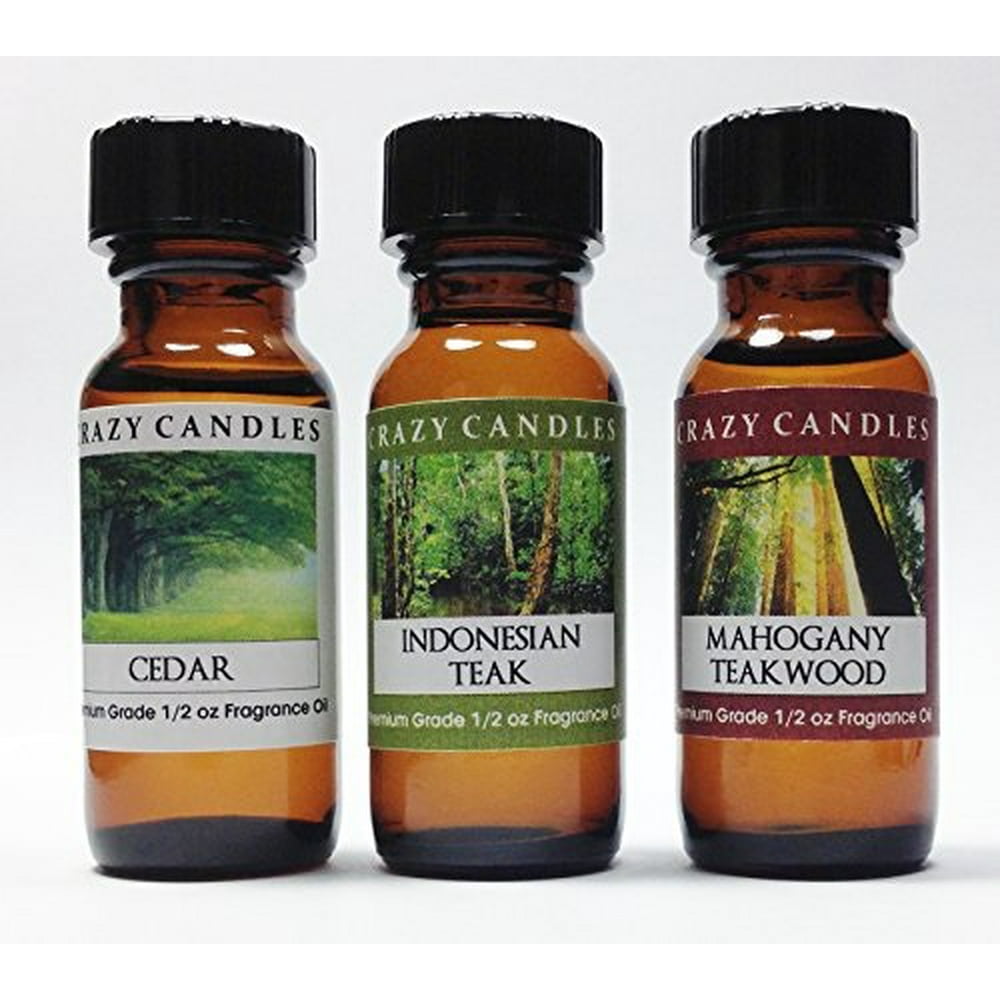 3 Bottles Set, 1 Cedar, 1 Indonesian Teak, 1 Mahogany Teakwood 1/2 Fl