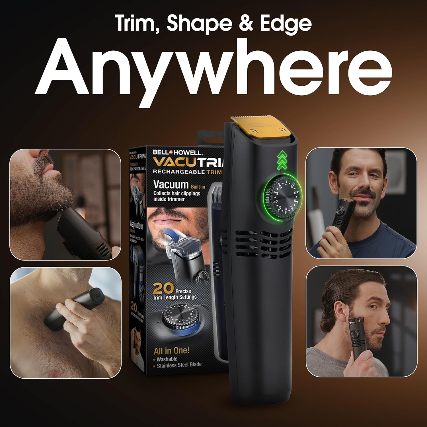 Bell + Howell Vacutrim Cordless Beard Trimmer with Vacuum photo 4