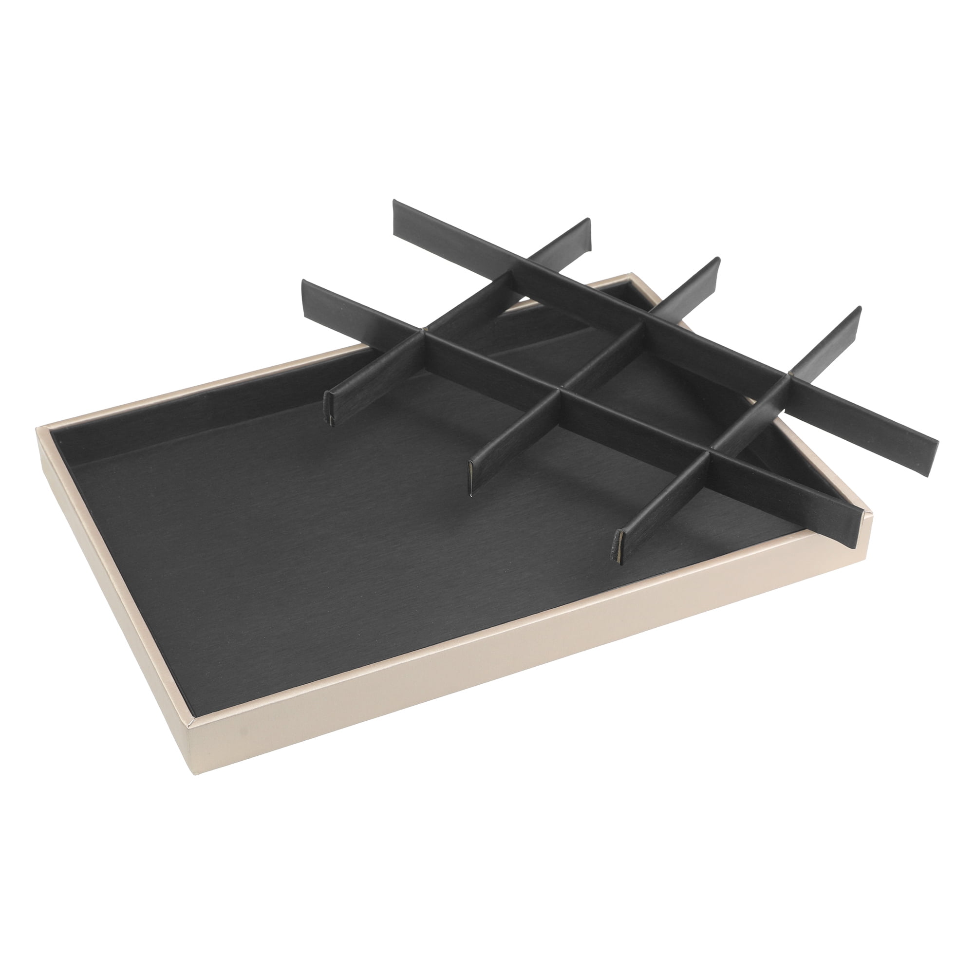 Unique Bargains PU Leather Jewelry Boxes Organizer Trays with Removable Dividers Black 12 Grid Tray