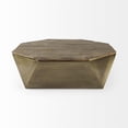 thumbnail image 3 of Esagono 48" Octagonal Double Hinged Brown Wood Top Brass Metal Base Coffee Table, 3 of 9