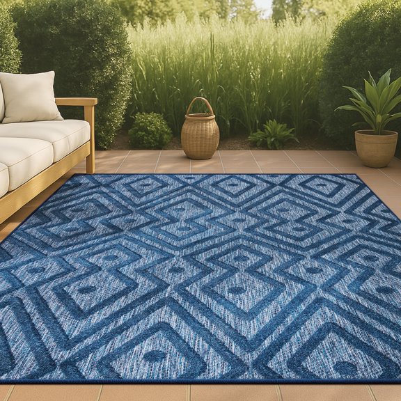 JONATHAN Y IBIZA 4 x 6 Area Rug, Balansat Moroccan Diamond - Navy, IBZ100B-4