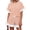 Orange, variant on Short Sleeve Stripe Print Women 2 Piece Sets Ruffle Shirt and Shorts Outfit