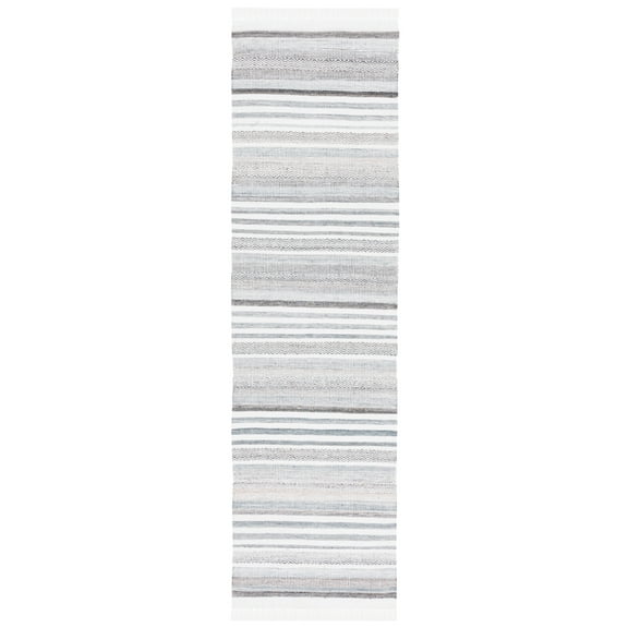SAFAVIEH Kilim Malena Striped Polyester Runner Rug, Ivory/Grey, 2'3" x 8'