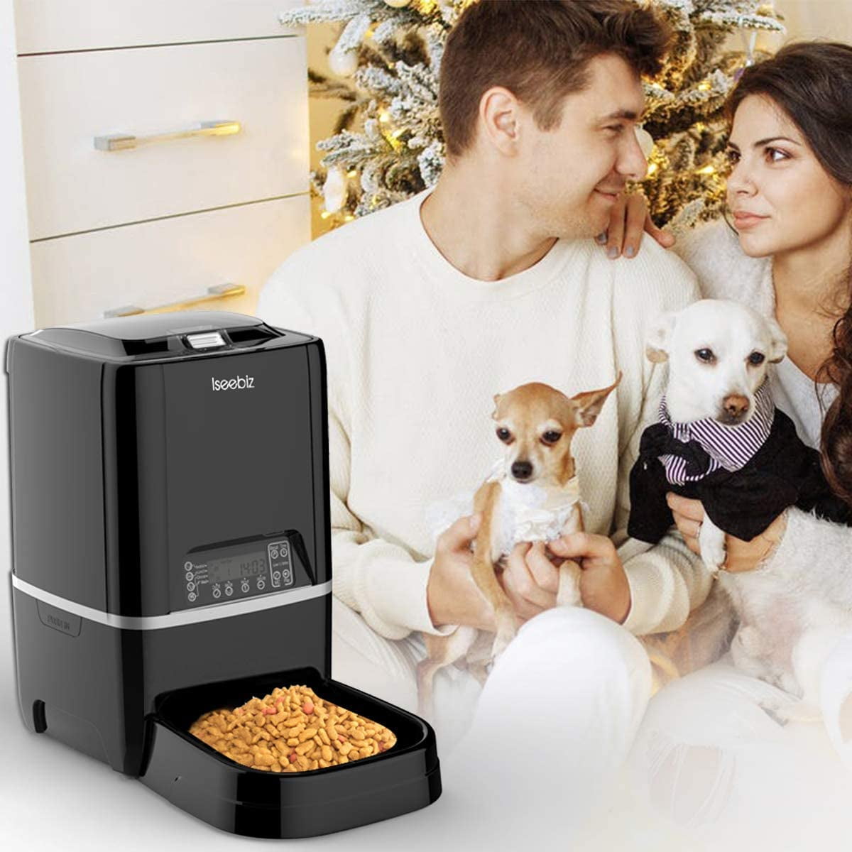Automatic Dog Feeder, 5L, Pet Food Dispenser with Voice Recording, Timer Programmable