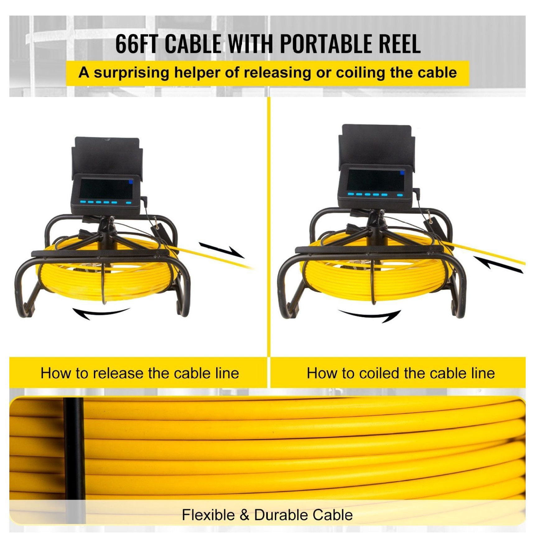 Sewer Camera 65.6FT with 4.3" Screen, Pipeline Inspection Camera with DVR, Waterproof IP68 Endoscope for Drain Pipe Plumbing, 16GB SD Card Included