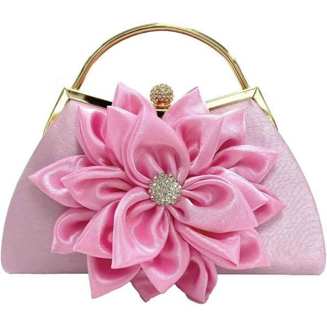 LHSHID Women Clutches Retro Flower Evening Handbag Sparkle Rhinestone Top Handle Handbag Gatsby Satchel Purse