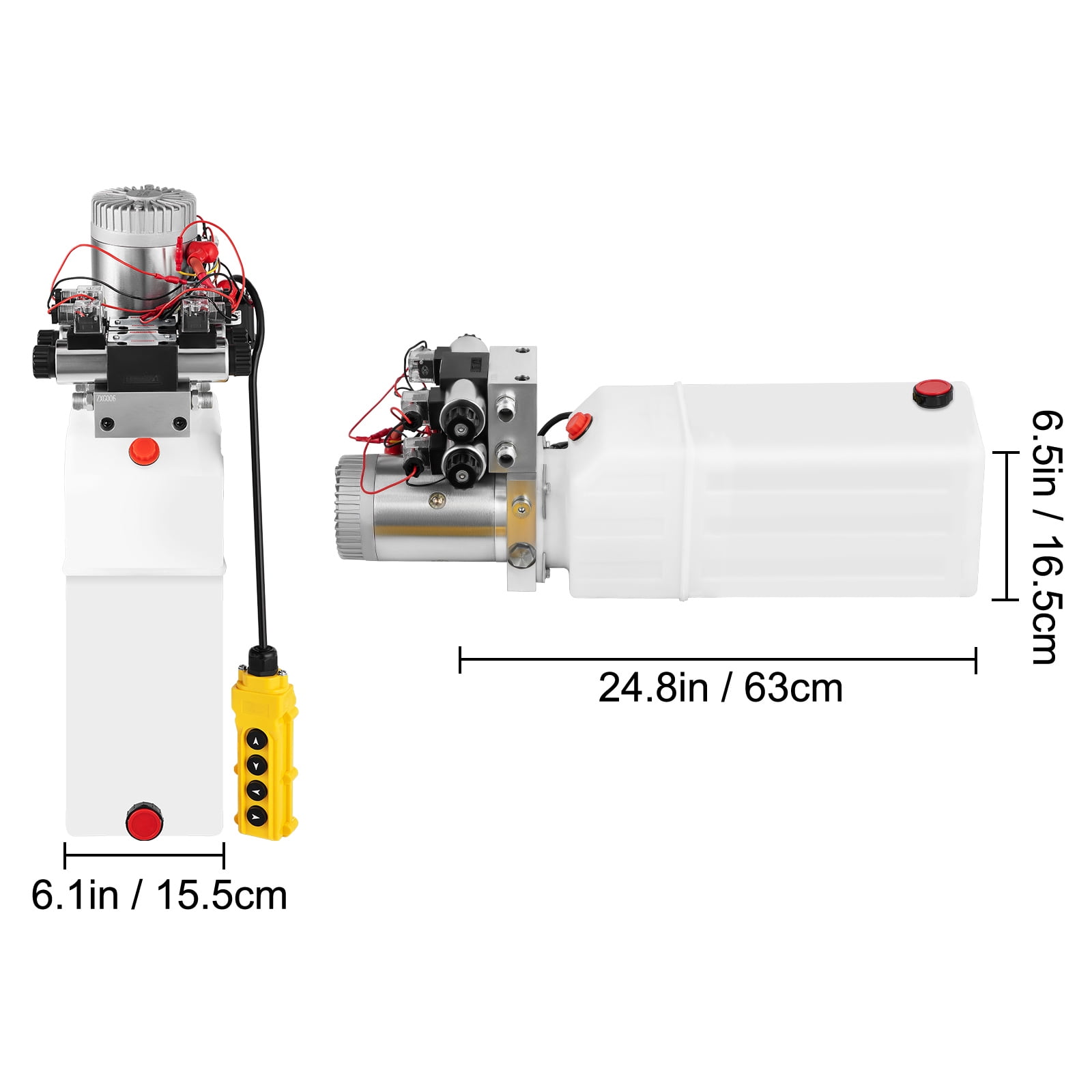 KFFKFF 12V DC Hydraulic Power Unit, Double Acting with Dual Solenoid, 8L Plastic Reservoir, Up to 200 Bar Pressure, Ideal for Vehicle Lifting