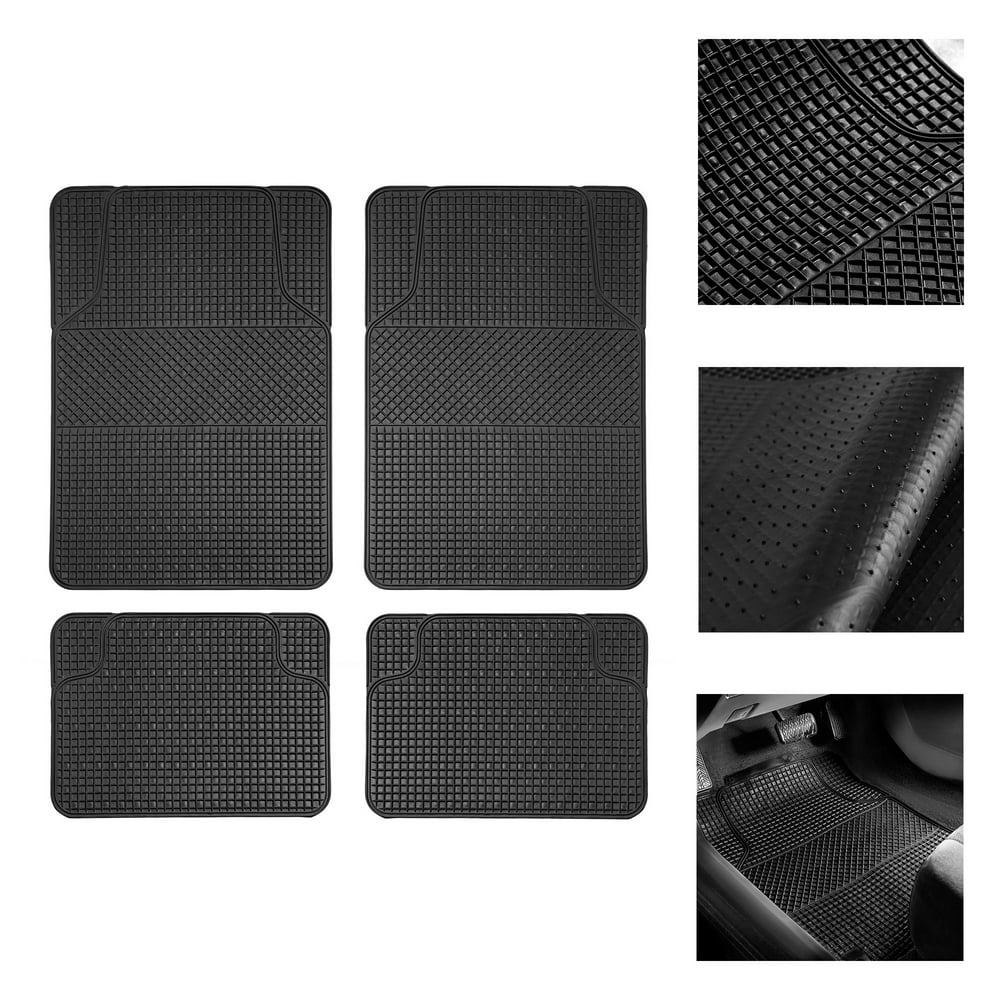 FH Group Universal Fit 4 Pcs Full Set Heavy Duty Rubber Floor Mats with