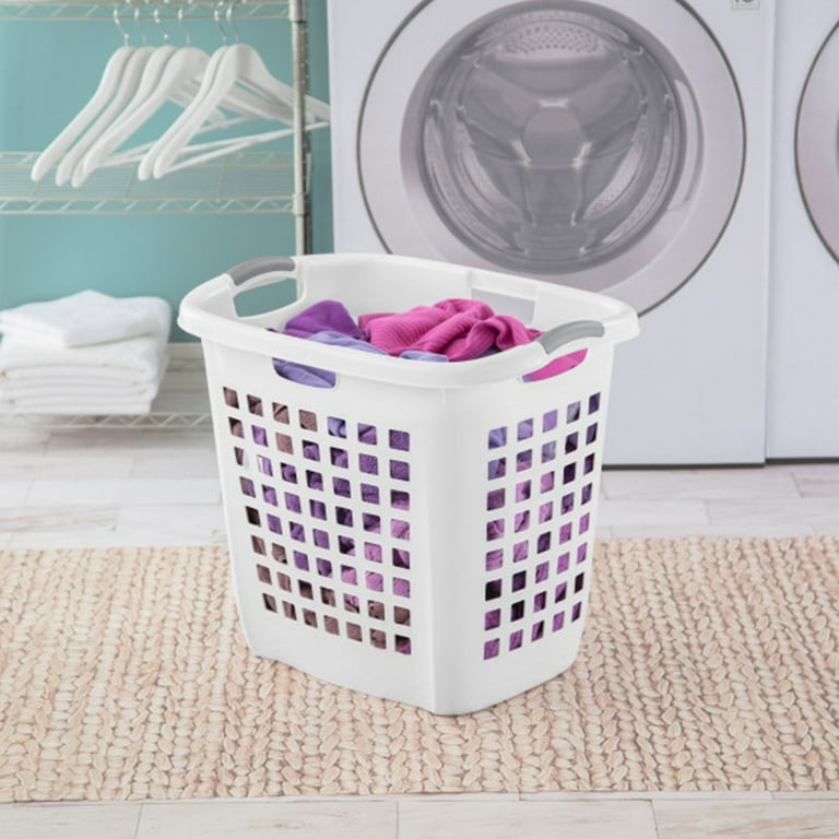 Sterilite Ultra Easy Carry Plastic Laundry Basket Hamper, White