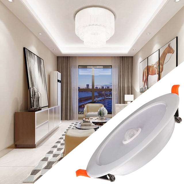 Downlight, 12W AC85‑265V LED Sensor de techo Sensor de luz de techo Luz empotrada Instalación sin esfuerzo