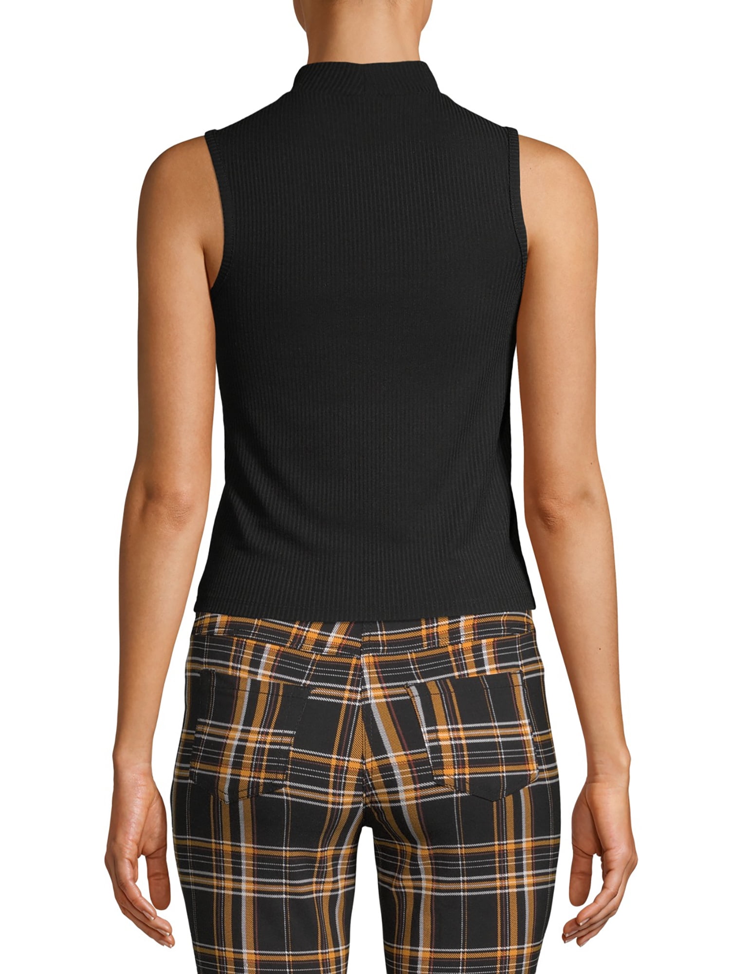 No Boundaries Juniors' Mock Neck Sleeveless Top - Walmart.com
