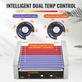thumbnail image 3 of VEVOR Hot Dog Roller,11 Rollers 30 Hot Dogs Capacity, 1650W Stainless Sausage Grill Cooker Machine with Dual Temp Control Glass Hood Acrylic Cover Bun Warmer Shelf Removable Drip Tray, ETL Certified, 3 of 9