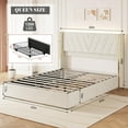 thumbnail image 1 of EDTara Upholstered LED Bed Frame, Queen Size Bed Frame with Led Lights Upholstered Velvet Platform Bed Frame, 1 of 8