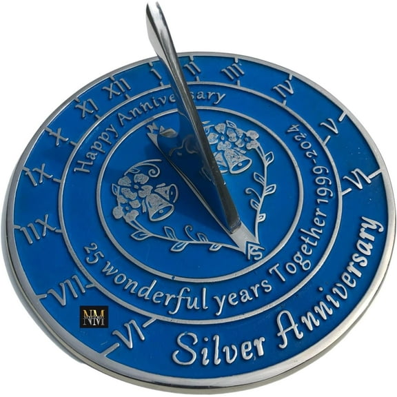 NauticalMart Unique Marriage Present for Parents, Grandparents, Friends, Husband or Wife, Couples, Him & Her Wedding Anniversary Sundial Gift 2024 (25th Anniversary)