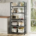 thumbnail image 4 of 5 Tier Bookcase, Bookshelf Storage Wall Shelf Organizer Display StandBook Shelf, Corner Storage Organizer, Black, 4 of 9
