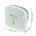 thumbnail image 2 of Unique Bargains 1 Pc Letter t Pattern Makeup Bag for Travel White Corduroy, 2 of 6