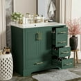 thumbnail image 4 of YYAo Bathroom Storage Vanity, Floor Cabinet,36" Traditional Bathroom Vanity with Ceramics Sink, Green Bathroom Cabinet with 2 Doors and 4 Drawers, 4 of 13