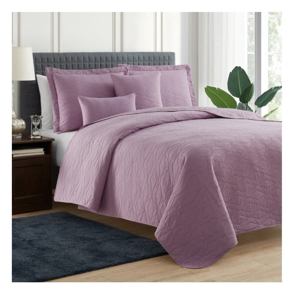 Nestl Ellipse Embossed 5-Pc. Quilt Set, Full/Queen-Lavender