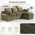 thumbnail image 4 of CARZZI 103" Cloud Modular Sectional Couches for Living Room, Modern L Shaped Boneless Sofa Couch with Ottoman & 2 Lumbar Pillows, Comfy Corduroy Deep Seat 3 Seater Sofa (Emerald) | No Assembly Needed, 4 of 7