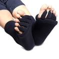 thumbnail image 4 of Toe Separator Socks Yoga Sports Gym Health Massage Foot Alignment Socks， Toe Separator Alignment Sock（Black+White）, 4 of 5