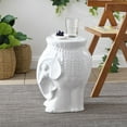 thumbnail image 3 of JONATHAN Y Orla 18.5" Modern Bohemian Elephant Ceramic Garden Stool, White, 3 of 8