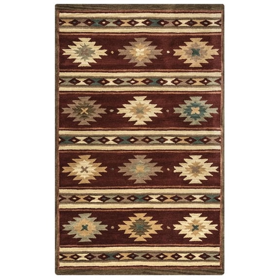 Alora Decor Ryder 9' x 12' Tribal Burgundy/Tan/Khaki/Sage Hand-Tufted Area Rug