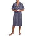thumbnail image 5 of LYEAA Shower Robe for Men Shawl Collar Bathrobes Belted Pocketed Soft Short Sleeves Sleepwear for Shower Pool Home Spa Use Navy 3XL, 5 of 8