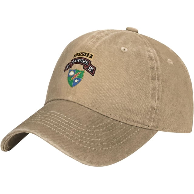 3rd Battalion 75th Ranger Regiment with Ranger Denim Trucker Hat Baseball Cap for Men Cowboy Dad Black