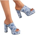 thumbnail image 7 of hopeusnice Slippers for Women Peep-toe Sandals Breathable Non-slip Soft Women's Slippers cloth Materials Summer and Fall Shoes Square High heel Trendy Round toe Dress Shoes Light Blue 40, 7 of 7