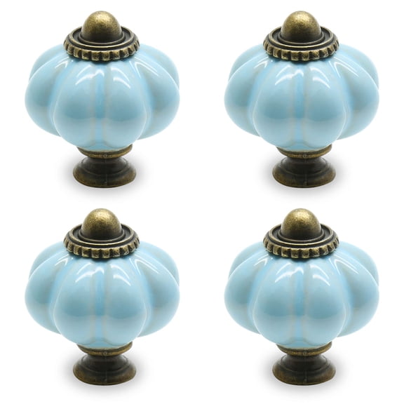 Minzimin 4pcs Pumpkin Knobs, Vintage Ceramic Cabinet Knobs | Dresser Knobs, Drawer Knobs, Door Knobs, Drawer Pulls, Dresser Handles with Mounting Screws