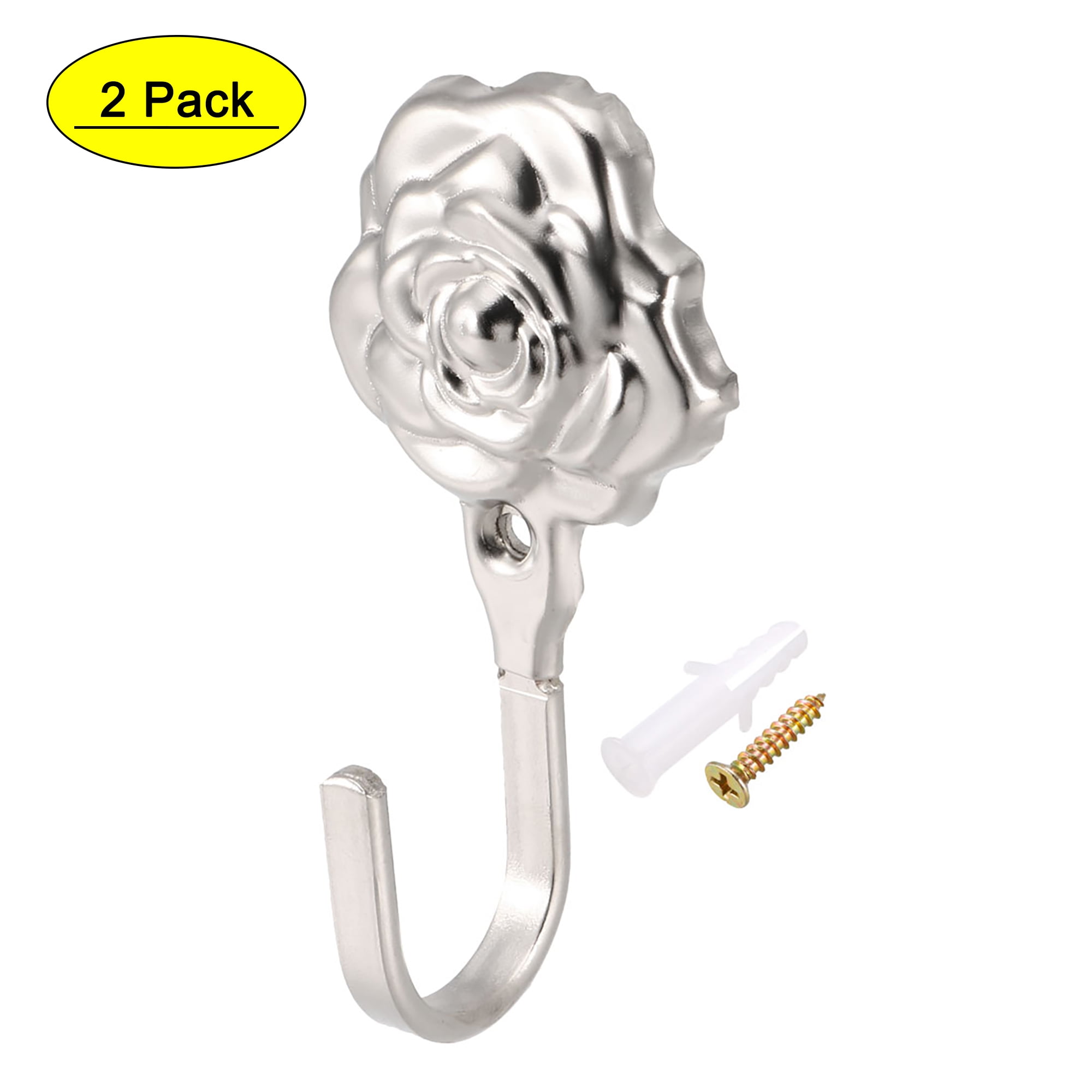 Retro Curtain Drapery Holdback Wall Mounted Hook for Window Silver 47mm