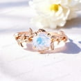 thumbnail image 2 of JEWELRYTREASURE 5 mm / 1.5 Ct Natural Rainbow Moonstone Ring 925 Sterling Silver Ring Twig Leaf Engagement Ring Solitaire Jewelry June Birthstone Ring Gift for Her, 2 of 3