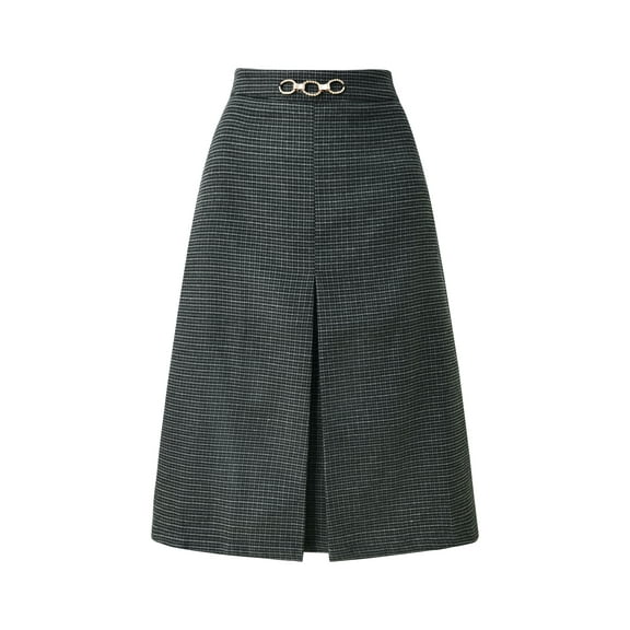 DARING DIVA Women's Knee Length Skirt High Waist Tartan Plaid Skirt 2XL Dark Grey