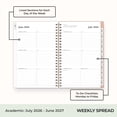 thumbnail image 4 of Blue Sky The Everygirl 2026-2027 Weekly and Monthly Academic Year Planner Calendar, July 2026 - June 2027, 5" x 8", Flexible Cover, Wirebound, Storage Pocket, Includes Stickers, Bengala Desert Rose, 4 of 10