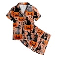 thumbnail image 4 of Enyan Girls Halloween Pajamas Short Sleeve Pumpkin/Ghost Pjs Set Kid Toddler Jammies Sleepwear Loungewear Set Girl Pajamas(Orange), 4 of 5