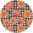 thumbnail image 2 of Autumn Pumpkins Checkerboard Tablecloth with Elastic Edge, Round Table Cloth Happy Thanksgiving Washable Reusable Table Cover for Kitchen Dining Party Picnic, Medium, 2 of 6