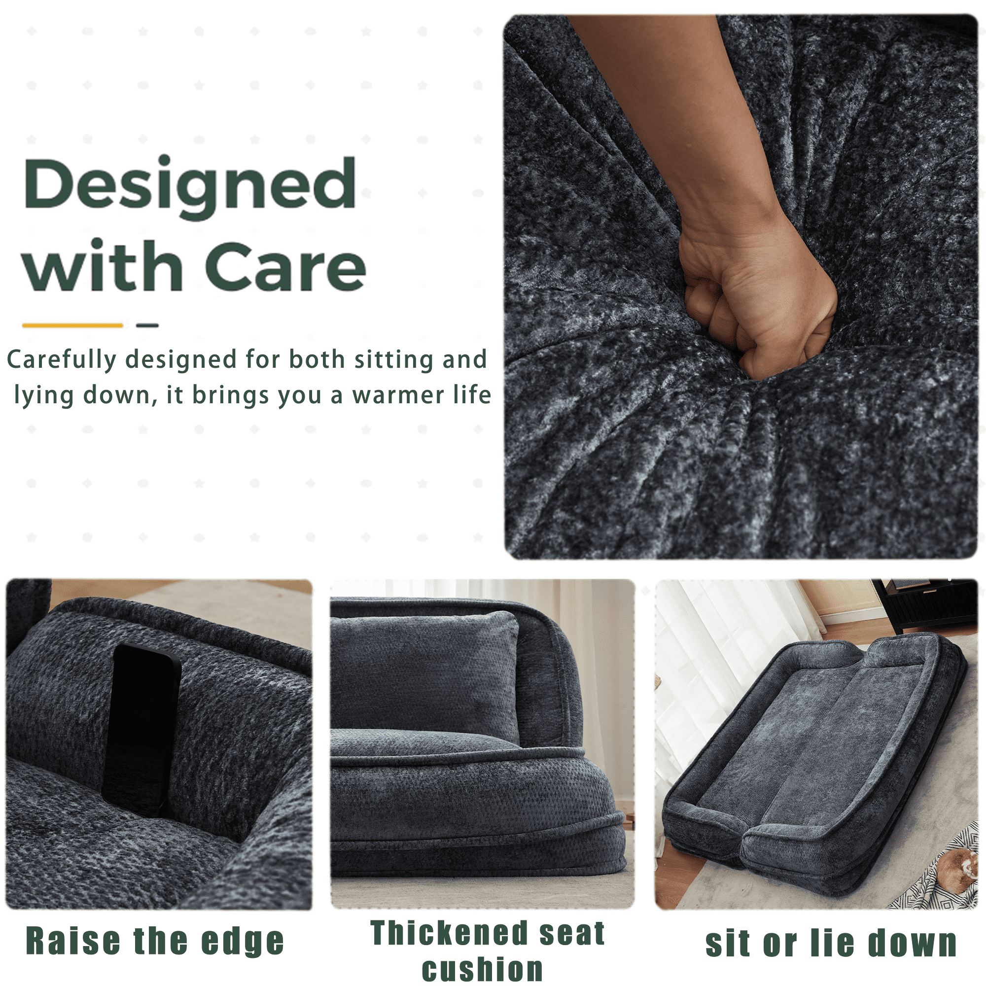 imerelez 71" Foldable Human Dog Bed for Adults, Orthopedic Washable Dog Bed with Memory Foam and Water Repellent Liner Extra Large Thick for Pet