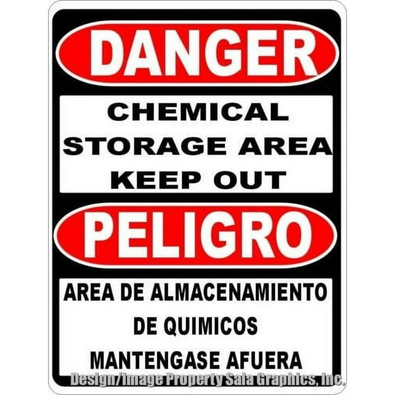 Danger Bilingual Chemical Storage Area Keep Out Sign
