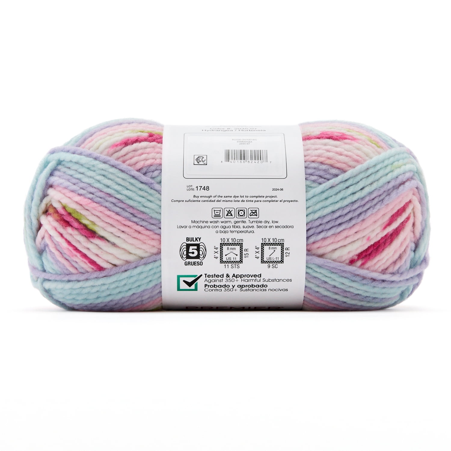 (2 pack) Premier Yarns - Bloom Chunky Big Yarn - Hydrangea - 7oz 218yds - 5 Bulky Weight - Acrylic