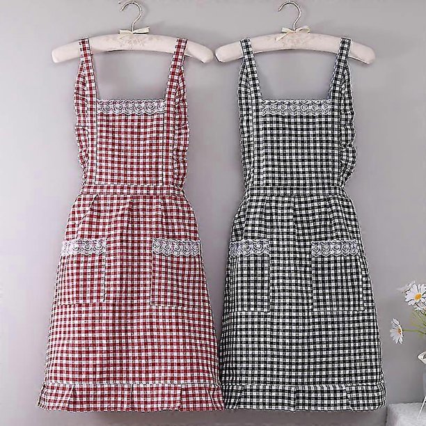 Set of 2pcs kitchen apron pretty kitchen apron for women(77cm*70cm,red,black)