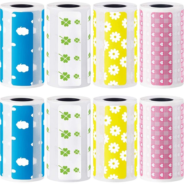 8 Rolls Self-Adhesive Printable Sticker, Thermal Paper Stickers Name Labels Direct Thermal Labels for PeriPage A6, A6s, A8 Thermal Printer, for PeriPage P1/P2 Mini Printer 57mm x 30mm, 200 Labels/Roll