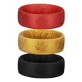 thumbnail image 2 of King Will Silicone Wedding Rings For Men Women, 6.6mm Wide 1.8mm Ultra Thin Maple Leaf Design Rubber Wedding Bands, Black, Breathable Comfort Fit, 3 Pack - Dark Red + Gold + Black, Size 9, 2 of 6