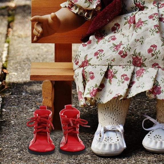 PAMINGONO Doll Shoes 1 Pair Red Pu Leather Boot Shape for Adventure and Tea Party 7 50X5 80X4 30Cm