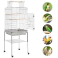 thumbnail image 2 of PRZL  53.5-inch Play Open Top Medium Small Bird Cage with Detachable Rolling Stand for Parrot Lovebirds Finches Canaries Parakeets Cockatiels Budgie Parrotlet Conures  Light Gray, 2 of 7